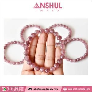 Authentic Quality Pink Color Healing 7.5in Tourmaline Round Gemstone Hand <b>Beaded</b> <b>Bracelet</b> - Product Image 2
