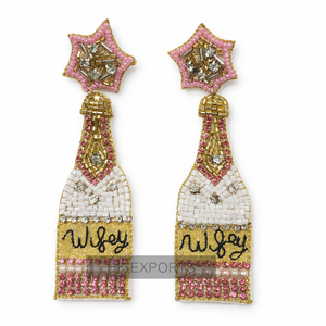 Boucles d'oreilles pendantes rondes faites à la main en alliage plaqué or avec perles, bijoux de déclaration pour mariée, idéales pour un anniversaire - Product Image 4