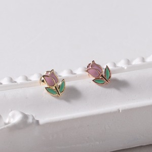 Orecchini da donna alla moda in oro 14k Fine per festa adorabili fiori tulipano palla epossidica Piercing gioielli regali all'ingrosso K-gioielli - Product Image 6