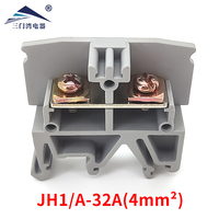 Bloc de bornes à vis industriel NJSMW JH1A-4, 11-20 AWG, contacts en laiton, 2 pôles, 17,5 A max, montage sur rail DIN