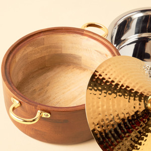 Chauffe-plats en bois et en acier inoxydable-Casserole de buffet isolée élégante pour la restauration, les restaurants et la maison - Product Image 3