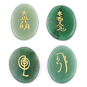 Màu Xanh Lá Cây Aventurine Khắc Reiki Hình Bầu Dục Thiết Lập <span class=keywords><strong>Chakra</strong></span> Bán Quý Đá Thủ Công Cho EMF Bảo Vệ Đá Quý Reiki Chữa Bệnh Thiết Lập - Product Image 2