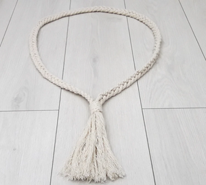 Curtain Tie Backs Cotton Rope - Holdback Curtain <b>TieBack</b> - Ivory Curtain Tie-backs - Four Rope Pigtail - Curtain Tie with Tassel - Product Image 3