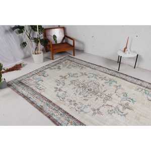 Alfombra Turca Vintage de 5.9x9.7 pies (181x295 cm), Alfombra de Lana Azul con Diseño de Patchwork - Product Image 3