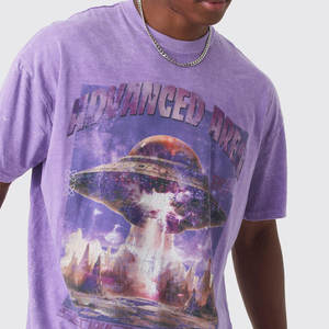 Moda personalizada ácido lavado camiseta hombres de gran tamaño Vintage camiseta impresa 100% algodón verano ácido lavado camiseta - Product Image 3