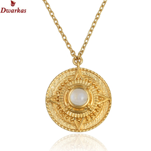 Collar con Colgante de Piedra Lunar Arcoíris en Plata de Ley 925 Chapada en Oro de 18k, el Más Vendido al por Mayor, para Mujer, Regalo de Joyería - Product Image 1