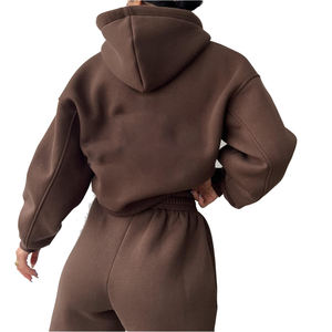 Custom for Puff Print Hoodie with <b>Sweat</b> Pocket Fall Autumn <b>Women's</b> 2-Piece Jogger Pant Set Crop Sweatsuit-Ladies' Tracksuits - Product Image 2