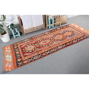 Turkish Vintage <b>Runner</b> <b>Rug</b> 2.9x8.4 ft (89x256 cm), Orange Floral Herki <b>Rug</b> - Product Image 4