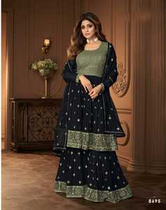 Costume de Salwar Georgette à feuilles persistantes spécial Eid avec fil et broderie Fournisseur indien à vendre - Product Image 5