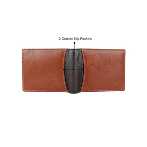 2024 portefeuille en cuir de luxe avec logo personnalisé Vintage portefeuille en cuir de vachette à deux volets pour hommes avec fenêtre d'identification - Product Image 5