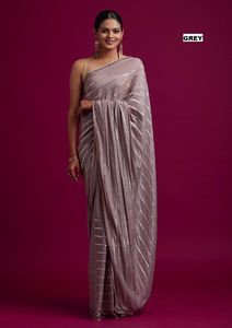 Saree de estilo indio para fiesta y trabajo, bordada con Secuencia, estilo bollwood, elegante, Material de blusa, Saree - Product Image 3