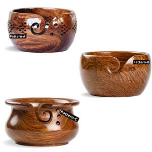 Cuenco de hilo hecho a mano, cuenco de tejer de palisandro para ganchillo, enrollador de hilo y soporte de accesorios de gancho, cuenco grande de almacenamiento de hilo - Product Image 6