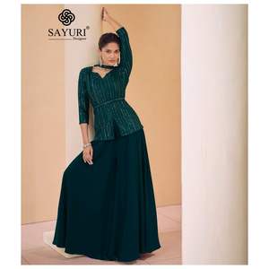 El último diseñador Faux Georgette Chinon Silk Sequence Work Sharara Suit de Fab Zone - Product Image 3