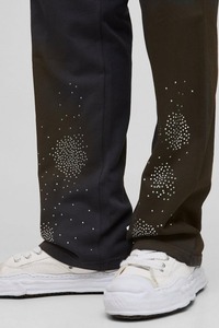 Pantalon de jogging évasé décontracté Streetwear pour hommes 100% coton Rhinestone Decor Baggy Fit Distressed Custom OEM Design - Product Image 5
