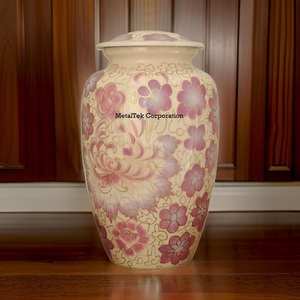 Venta al por mayor de urna de cremación lila de aluminio de estilo americano pintada a mano para adultos, tarros de recuerdo de cenizas conmemorativas para funerales y entierros - Product Image 3