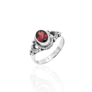 925 Sterling Silver Natural Garnet Ring Vintage <b>Inspired</b> Gemstone <b>Jewelry</b> Gift for Women - Product Image 2