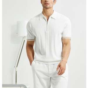 Camisa de Punto para Hombre, Alta Calidad, 100% Poliéster, Cuello Polo, Diseño de Manga Corta, Suéter con Media Cremallera 1/4 - Product Image 4