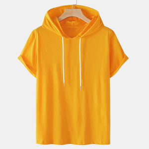 Nueva moda Street Wear manga corta algodón polar pulóver hombres Sudadera con capucha para jóvenes media manga sudaderas con capucha diseño para gimnasio - Product Image 1