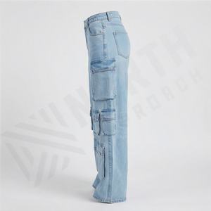 Nouveaux modèles de jeans en denim pour femmes, poches personnalisées avec logo, jeans en coton, vente en gros de jeans en denim pour femmes, pantalons tendance à la mode - Product Image 3