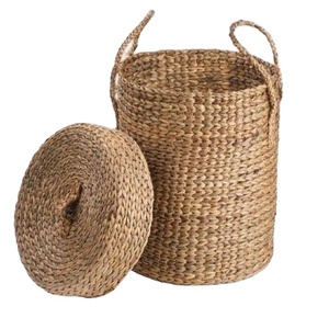 Rattan Dirty Clothes <b>Basket</b> <b>with</b> <b>Lid</b> Cylinder Round Laundry Storage Container Hand-woven Picnic Storage <b>Basket</b> - Product Image 1