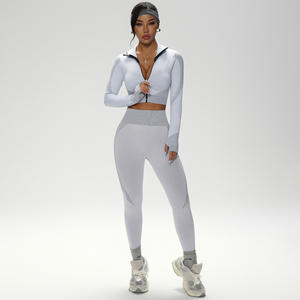 Ensemble de fitness pour femmes Yoga Running Vêtements de sport haut de gamme OEM Personnalisé Vente en gros Leggings de yoga à taille élastique - Product Image 5