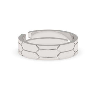CLARA 925 Sterling <b>Silver</b> Hexagon Band <b>Ring</b> Rhodium Plated Fine Jewelry with Bezel Setting Gemstone - Product Image 1