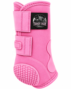 Protège-jambes pour chevaux Tough Tack en microfibre rose avec semelle Hex Grip pour l'équitation 2026 - Product Image 2