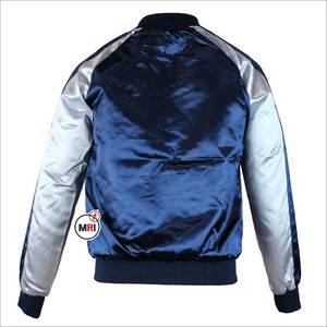 2023 Veste de baseball universitaire en satin sur mesure col montant saison d'hiver en gros; Impression par sublimation et broderie - Product Image 2