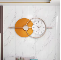 Horloge murale grand format à aiguilles silencieuses, design classique, style Art Déco antique, nordique, en métal et verre orange, pour la maison et le bureau
