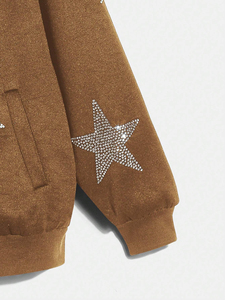 Service OEM Sweat à capuche surdimensionné personnalisé avec strass et fermeture éclair pour hommes Meilleure qualité Vêtements de plein air décontractés Sweatshirts à capuche Offre Spéciale - Product Image 6