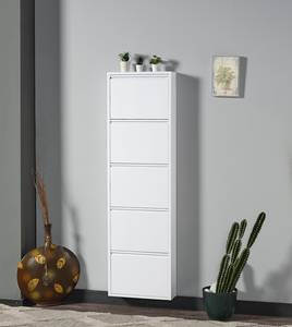 4 Layer Stainless Steel <b>Shoe</b> <b>Rack</b> Cabinet Textured PEI Door Storage Organizer for Home Entryway Office - Product Image 2