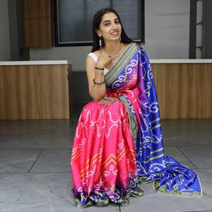 ผ้าจอร์เจียน้ำหนักเบาพิมพ์ลายหรูหราพร้อมใส่ส่าหรีสำหรับผู้หญิงและเด็กผู้หญิง - Product Image 5