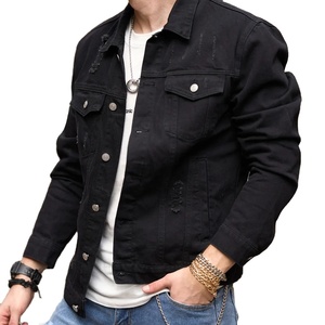 Streetwear à la mode pour hommes Veste en jean slim de haute qualité pour hommes Veste décontractée simple et solide Manteau - Product Image 1