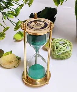 Messing Sand Timer Zee Groene Sand Timer 5 "Sand Timer Zandloper Home Decor Bureau Decor Gebruik Voor Het Kijken Naar Tijd Pronkstuk.