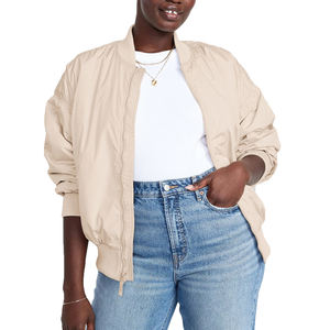 แจ็คเก็ตบอมเบอร์แจ็คเก็ตสีทึบสำหรับสตรีทแวร์เสื้อแจ็กเก็ตแบบนักเบสบอลมหาวิทยาลัย - Product Image 3