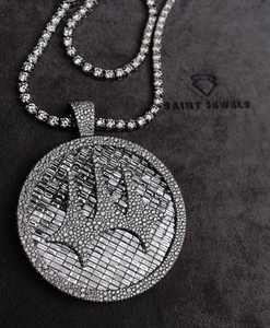Pendentif rond en argent massif 925 de 2,5 pouces, ange personnalisé en moissanite avec sac à argent, chaîne hip-hop glacée - Product Image 2