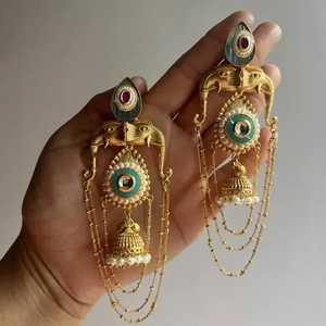 Pendientes colgantes de elefante de alta calidad para mujer, pendientes Dejhoor, pendientes de Cachemira para mujer, colgantes únicos y de moda Jhumki - Product Image 1