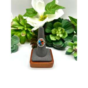 Navajo <b>Opal</b> & Sterling Silver <b>Ring</b> Size 7.75 Rose Gold Plated Bezel Set Fashionable & Trendy Gift with Natural Gemstones - Product Image 1