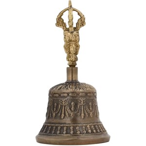 Campana de latón tibetano budista espiritual con mango de Dorje para autocuración meditación oración latón tibetano Handbell Fengshui Vastu - Product Image 2