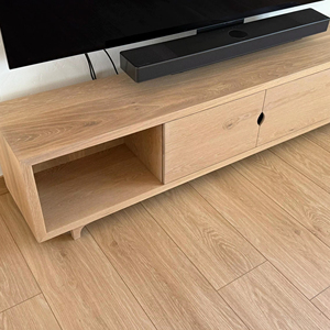 White Oak <b>TV</b> <b>Stand</b> Solid Wood Media Console Handmade Furniture With Open Shelves And Cabinets Available In Multiple Sizes - Product Image 1