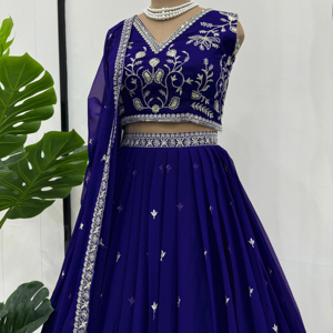 Georgette lehenga choli อินเดียอินเดียกับ dupatta ที่มีคุณภาพชั้นนำที่น่าสนใจ - Product Image 1