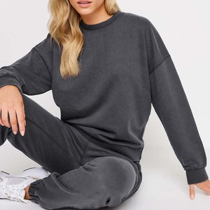 Clothing Manufacturer Hoodies Sweatshirts Women's Clothing Pullover Blank Sweatshirts Grey Color Cotton Fleece <b>Crewneck</b> All Size - Product Image 4