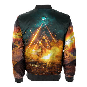 Chaqueta bomber acolchada para hombre con logotipo personalizado OEM, cortavientos impermeable de nailon para Otoño/Invierno, cuello con capucha, tejido, diseño sublimado - Product Image 6