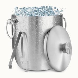 Premium Stainless Steel <b>Ice</b> Bucket with Lid <b>Tongs</b> and Ring Handles Insulated Design for Home Bar Parties and Gifting - Product Image 1