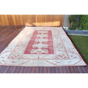 Turkish Vintage Rug 8.2x11.3 ft, <b>Red</b> Plants & trees <b>Wool</b> Rug - Product Image 1