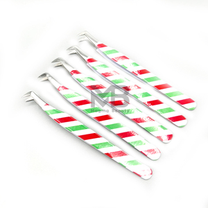 Pinzas de extensión de pestañas con agarre liso recubierto de papel múltiple de volumen de arranque especial, puntas plateadas de acero inoxidable japonés, Etiqueta Privada - Product Image 5