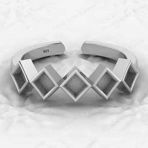 Top Selling 925 Sterling Silver 4mm Rhombus Setting Adjustable <b>Ring</b> <b>Resin</b> Ashes Work Good Breastmilk Fine Jewelry Keepsake - Product Image 2