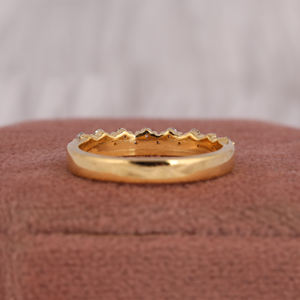 Alliance en or jaune 14 ct certifiée avec diamants classiques de laboratoire à sept coupes, plaqué or rose, cadeau d'anniversaire pour filles - Product Image 4