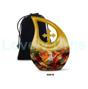 Urna para adultos de cremación de colibrí con gota de lágrima grande superventas para cenizas humanas, urna cruzada decorativa con bolsa de terciopelo gratis - Product Image 1