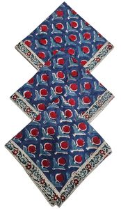 Serviette carrée en coton 100% faite à la main, style traditionnel, imprimée à la main avec des motifs floraux, bordure réutilisable - 40 cm X 40 cm - Product Image 5